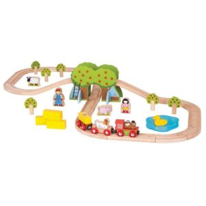 Дървено влакче с релси Bigjigs Rail - Ферма BJT036 1