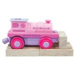 Пластмасов розов локомотив на батерии Bigjigs Rail BJT305 1