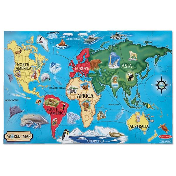 Пъзел карта на света с животни от 33 части Melissa & Doug 10446 1