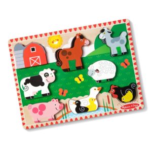 Дървен пъзел 8 части Селскостопански животни Melissa & Doug